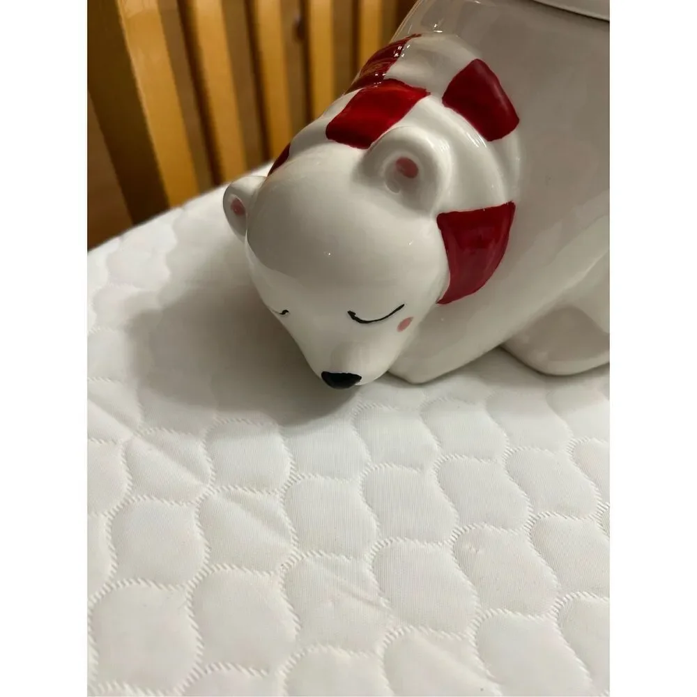 Magenta White Polar Bear Christmas Canister